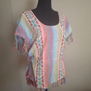 BILLABONG 100% cotton boho hippie embroidered fringe Medium